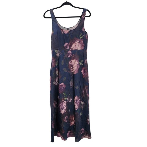 Vince Night Garden Print Satin Square Neck Slip Maxi Dress Sz 4 Wedding Guest - Picture 7 of 15